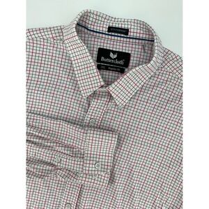 Buttercloth Shirt Mens 2XL White Pink‎ Blue Check Icy Cotton Regular Fit Button